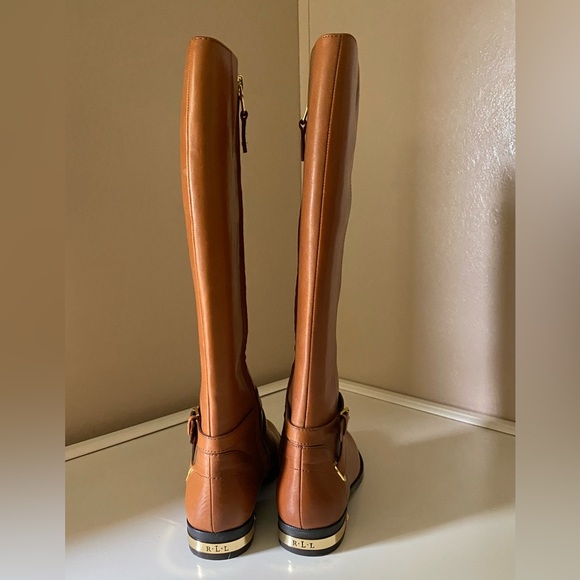 Ralph Lauren Jakayla Womens Burnished Leather Riding Boots Polo Tan Size 6 - Picture 3 of 15